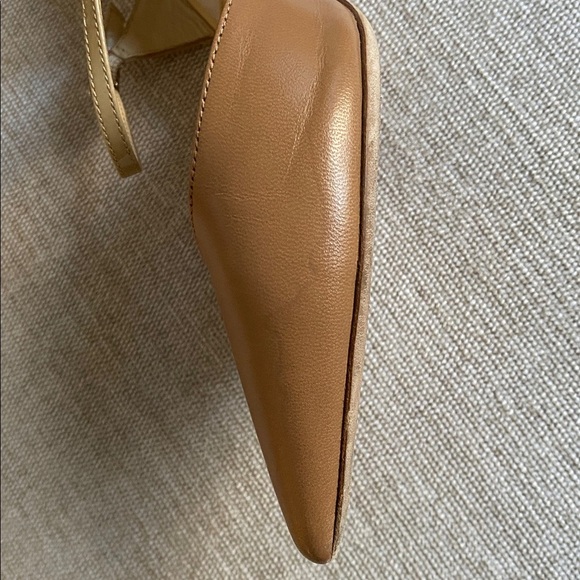 Jimmy Choo Leather Typhoon D’Orsay Pumps Heels Black Nude Pointed-Toe Size 7.5 - Picture 13 of 16